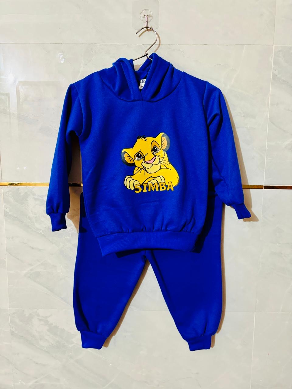 Kids Lion Print Hoodie Co-Ord Set – Black Winter Wear (2-Piece Set)