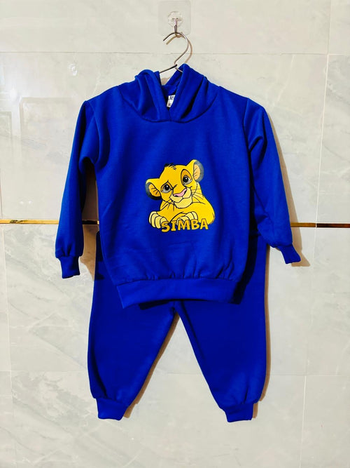 Kids Lion Print Hoodie Co-Ord Set – Black Winter Wear (2-Piece Set)